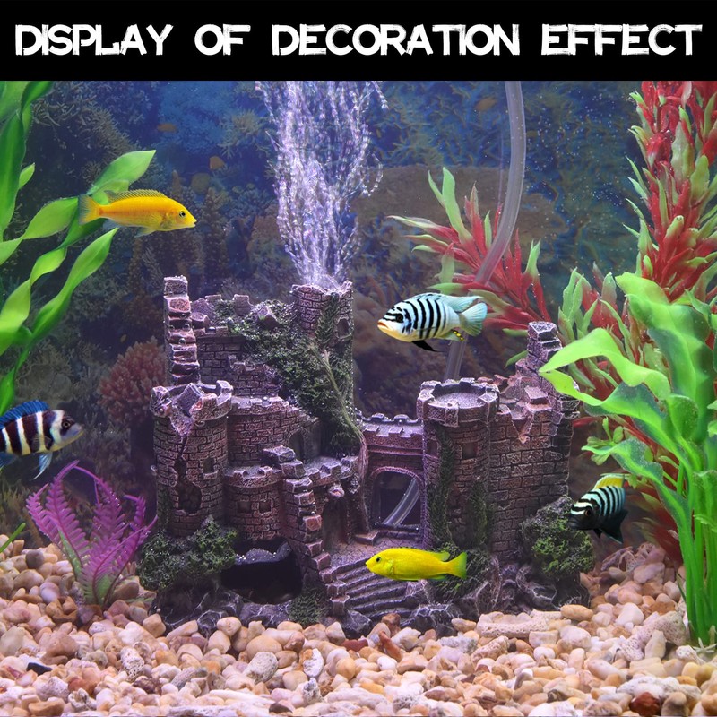 Aquarium Castle Fish Tank Bubbler Decorations for Aquatic Pets to