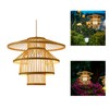 Bamboo Woven Pendant Light Imitation Sheepskin Chandelier Lantern Hanging Lamp