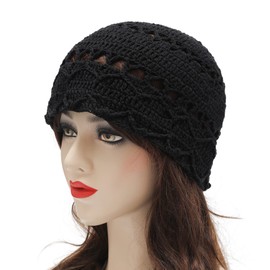 ZLYC Women's Girls Crochet Hat Handmade Beanie Hat Slouch Summer Knitted Hats, Black crochet hook