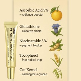 2PCS Vitamin C Booster Serum, Brightens Skin Tone, Vitamin C Shot Serum with Glutathione, Niacinamide and Vitamin E for Glow Skin,30g