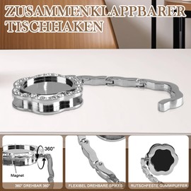 Moorstdel Pack of 2 Foldable Bag Holders for Table, Non-Slip Handbag Holder Hanger, up to 3 kg, Gift Idea for Women, for Desk, Office, Restaurant, Bar