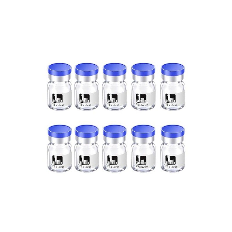 Biocomma 1ml 10pcs Sterile Empty Vial with Plastic Aluminum Flip