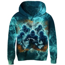 UNICOMIDEA Hoodies for Boys Kids Sweatshirts Size 14 Cool Graphic Rugby Player Pattern Pullover with Pockets Novelty Long Sleeves Sweater Boy Girls Fall Outfits