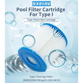 SXEIAV Type I Pool Filter Cartridge, Replacement Filters Cartridge for 58093, for Swimming Pool Filter RX330 Filter Pump, for 300/330 Gal/H Filter Pumps (8 Pack)