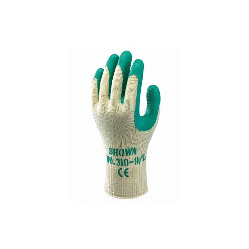Showa 310 Green Latex Palm Coated Work Gloves, Large