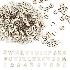 Educational and Decorative 204-Piece Wooden Letters and Numbers Set: Alphabet (A-Z) and Numerals (0-9) Craft Kit for Early Learning, DIY Projects, and Home Decor