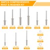 500Pcs 304 Stainless Steel Pop Rivets Kit, 9 SAE Sizes,