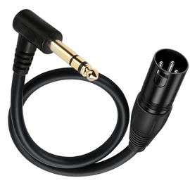 Halokny XLR to 1/4 Cable, 90 Degree 6.35mm (1/4 Inch) TRS Stereo Plug Male to 3 pin XLR Male Balanced Microphone Stereo Audio Converter Adapter 50cm/1.6Feet (6.35mm TRS to XLR Male)