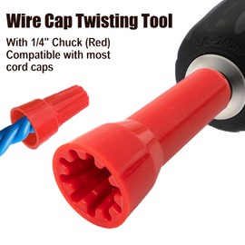 Twisting Wire Tool Set, 3 Way/ 5 Way Tool Stripping Wire and Wire Tool Cap Twisting with 1/4" Chuck (Red), Stripper Wire and Twister, Connector Twister Wire for Power Drill Drivers
