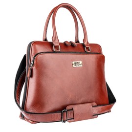 Rabbaniz Laptop Messenger shoulder bag: Genuine Leather work Briefcase 13.3 15.6 inch designer handbag (Tan, 15.6 Inches)