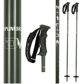Zipline Blurr 16.0 Graphite Composite Downhill Ski Poles - Lightweight, Freeride All-Mountain, Vibration Dampening, Choice of Gold Medalist David Wise (Army Green, 50" in./127 cm)