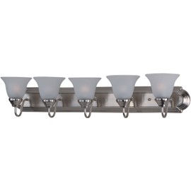 Maxim 8015FTSN Essentials Frosted Glass Bath Vanity Wall Mount, 5-Light 300 Total Watts, 7"H x 36"W, Satin Nickel