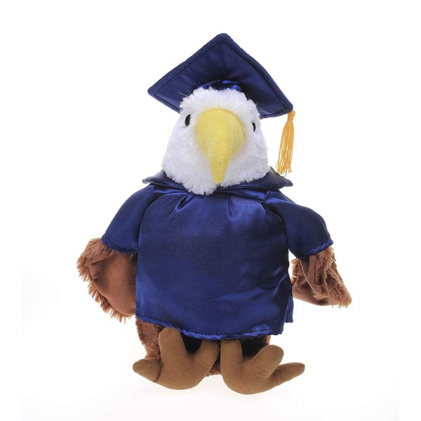 Plushland Eagle Plush Stuffed Animal Toys Present Gifts for Graduation Day, Personalized Text, Name or Your School Logo on Gown, Best for Any Grad School Kids 12 Inch (Navy Cap and Gown)