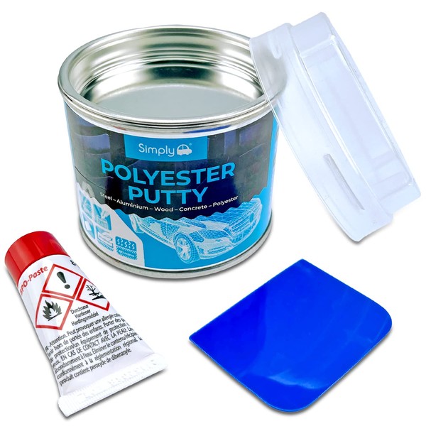 Simply SPP500 Auto Polyester Putty 500g - Multi-Purpose Filler For All Car Body Work, Grey