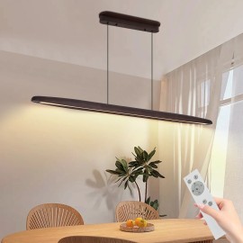 51" Wood Linear LED Pendant Light Dimmable 36W Walnut Dining Table Pool Table Kitchen Island FixtureShade color: Walnut wood color, Lamp Power(W): 36, Number of Lights: no bulbs, Product Size: 130*6*4.7cm