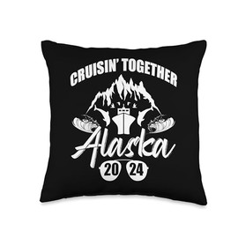 Cruisin Together Alaska Bear 2024 Vacation Summer Throw Pillow, 16x16, Multicolor