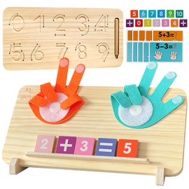 Montessori Toys for 3 4 5 Year Old, Double-Sided Preschool Learning Toys for Toddlers Age 3-5, Finger Counting & Number Tracing Board, Colorful Number Blocks Toy, Educational Math Toy for Boys Girls