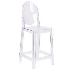 Pemberly Row Oval Back Ghost Counter Stool in Transparent Crystal
