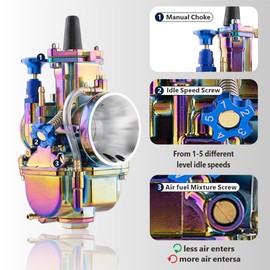 NOBIMOTO PWK 32mm Carburetor Colorful Carb for 125cc to 200cc 2T 4T Engine Motorcycle Scooters Dirt Bike Motocross ATV Quad Off Road with Carb Jets
