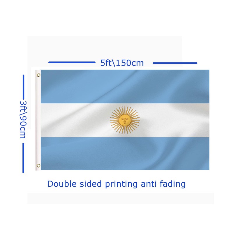 Large Argentina Flag, 3X5Ft Argentine Flags Banner Decor, Indoor Outdoor