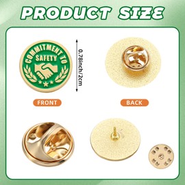 Solsew 12/24/50 Pack Commitment to Safety Award Employee Gold Enamel Lapel Pin Safety Recognition Lapel Pins Reward Gifts Staff Appreciation Recognition Award Gifts 7/8 Inch(24 Pack,Shake Hands)
