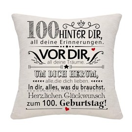 100 Years Old Women Men Birthday Gift Behind You All Your Memories Inspirational Gift 100th Birthday Gift Pillowcase for Wife Husband Mom Dad Friends Grandma Grandpa Auntie (100)