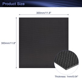 sourcing map 3K Carbon Fiber Plate Panel Sheets, 300 x 300 x 1mm Carbon Fiber Board Plate Flexible for RC Aircraft, Model Car, Auto Parts (Plain Matte)