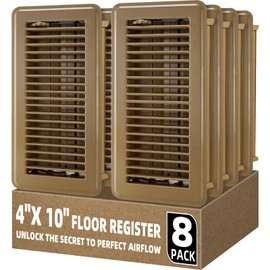 Floor Register 4x10-8 Pack Vent Covers with Heavy Duty Steel - Brown Vent Covers for Home Floor-Easy Adjust Air Supply Walkable Air Vents
