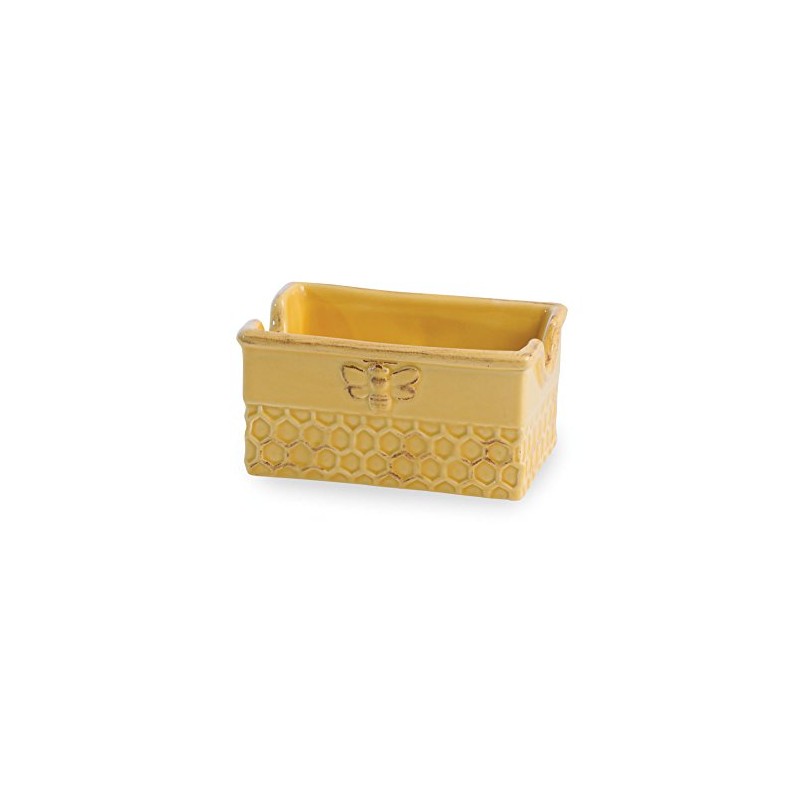 Boston International Ceramic Sugar Packet Holder, Honeycomb 4 x 2.75-Inches