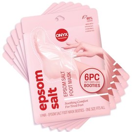 Onyx Professional Mascarilla Para Pies Con Sales De Epsom(6 Pares) - Elaborada Con Sales De Epsom Y Manzanilla, Ayuda A Combatir La Hinchazón Y El Dolor, Relaja Los Pies Cansados, Botines Fáciles De U