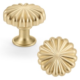 FAPUAL Brushed Gold Cabinet Knobs，6 Pack Solid Drawer Pulls for Dressers