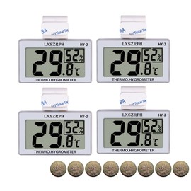 Digital Reptile Hygrometer Thermometer LCD Display, Temperature Humidity Meter Gauge for Reptile Tanks, Terrariums, Vivarium (4 packs)