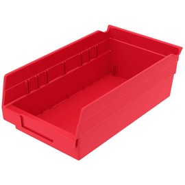 Akro-Mils 30130 Plastic Organizer and Storage Bins for Refrigerator, Kitchen, Cabinet, or Pantry Organization, 12-Inch x 6-Inch x 4-Inch, Red, 12-Pack