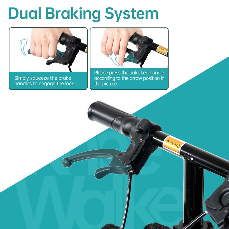 ELENKER Mobility All-Terrain Knee Scooter, Medical Scooter Double Handbrake for