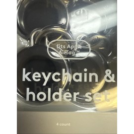 For Apple APPLE AIR TAG 4 PACK KEYCHAIN & HOLDER SET BLACK- heyday- NEW