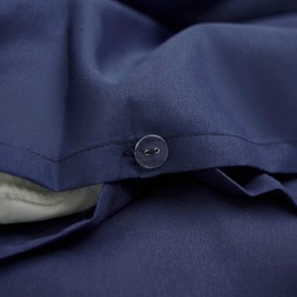 Brentfords Plain Dye Duvet Quilt Cover with Pillow Cases Bedding Set - Navy Blue, Double