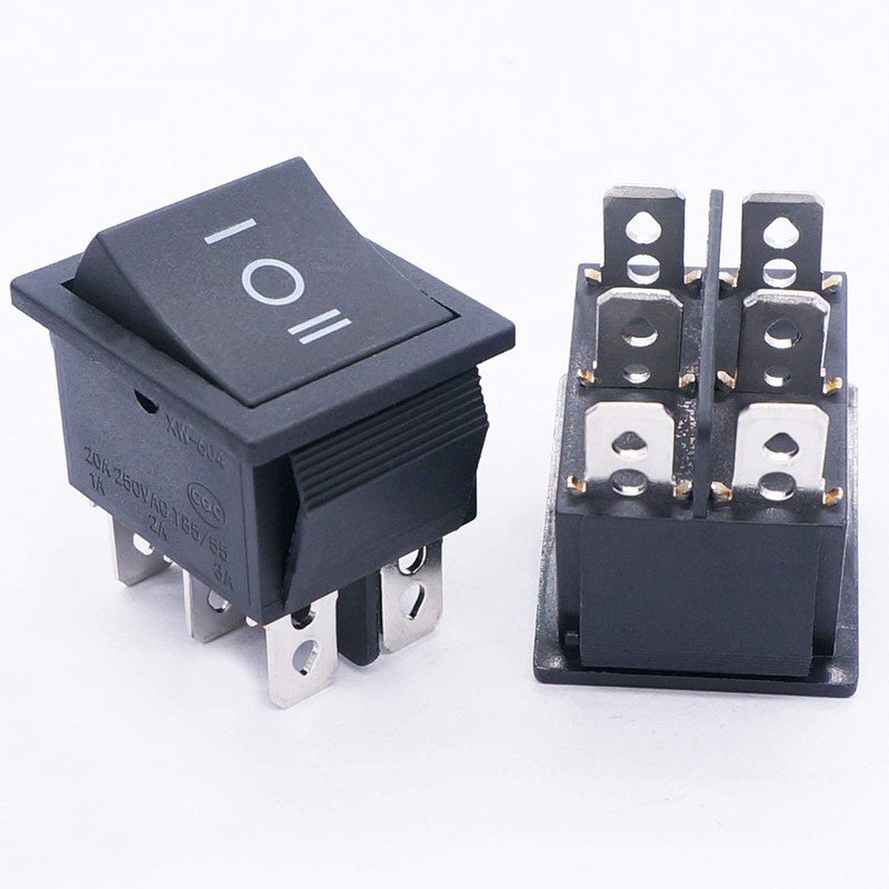 TWTADE / 5Pcs Black ON/Off/ON DPDT 6 Pin 3 Position