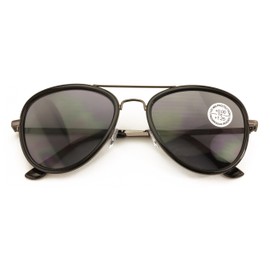 V.W.E. Large Metal Tear Drop Progressive Reading Sunglasses - Zero Power On Top - No Line UV Protection Outdoor Reader 147mm (Gunmetal, 1.50, x)