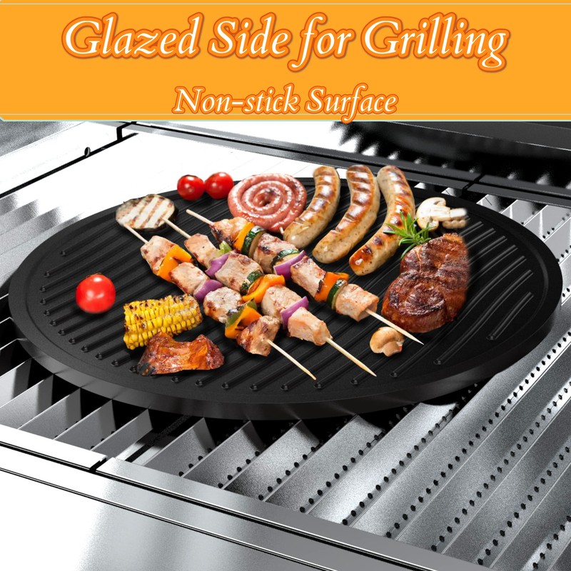 WINTRON Pizza Stone Grill Griddle Combo; 12" Round Reversible Pizza