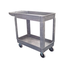 Pake Handling Tools Heavy Duty Utility Cart - Plastic 2 Shelves Rolling Cart with Wheels- 550 lbs Capacity, 38" x 17.5"
