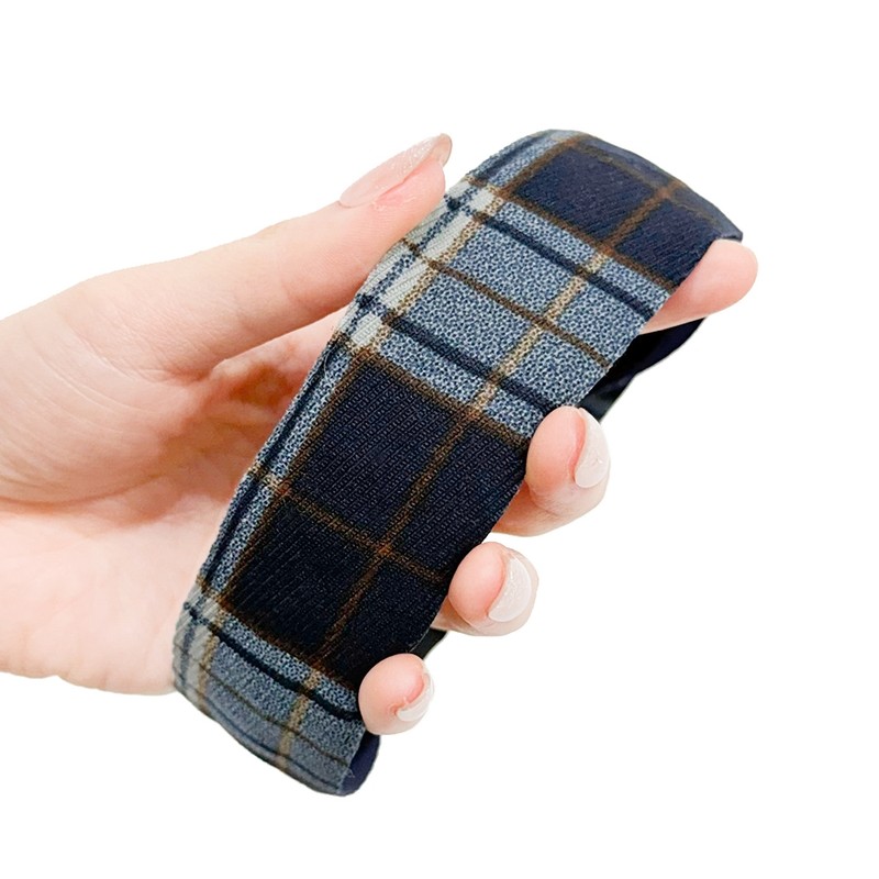 Burnaby Blue Check Daily Hairband Wide Headband / 버나비 블루