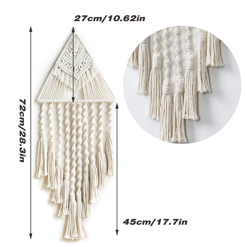 AIMALL Handmade Macrame Wall Hanging, Boho Triangle Dreamcatcher Tapestry, Cotton