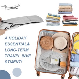 JOLIGAEA Neck Pillow Aeroplane, Neck Pillow Fillable, Travel Pillow Car for Travel with Things and Clothes, Fillable Clothing Neck Pillow, Stuffable Travel Pillow for Plane, Buses, Trains, Grey