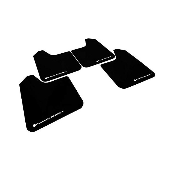 Rally Armor MF11-UR-BLK/WH Black, White Mud Flap with Logo (2009+