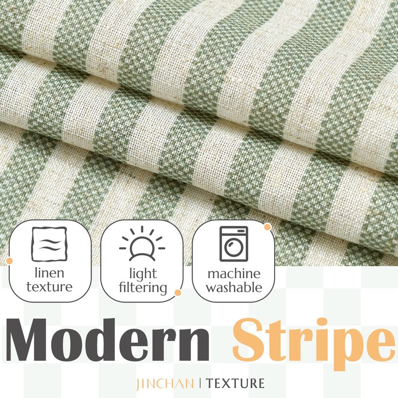 jinchan Linen Valance Curtain Striped Small Window Curtain Double Layer