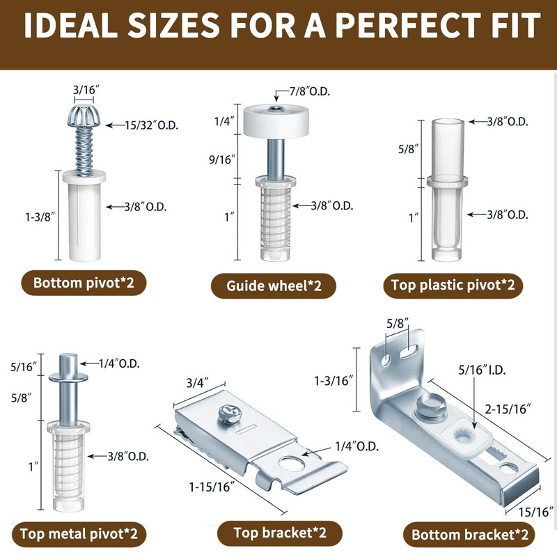 MCSDFN 4 Pack Bifold Door Hardware Repair Kit, Bi-fold Sliding