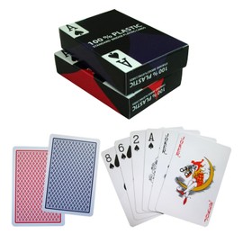 KaminoKa Plastic Playing Cards Set of 2 with Cut Cards Smooth Touch Poker Dangler Magic Red Blue 2pcs