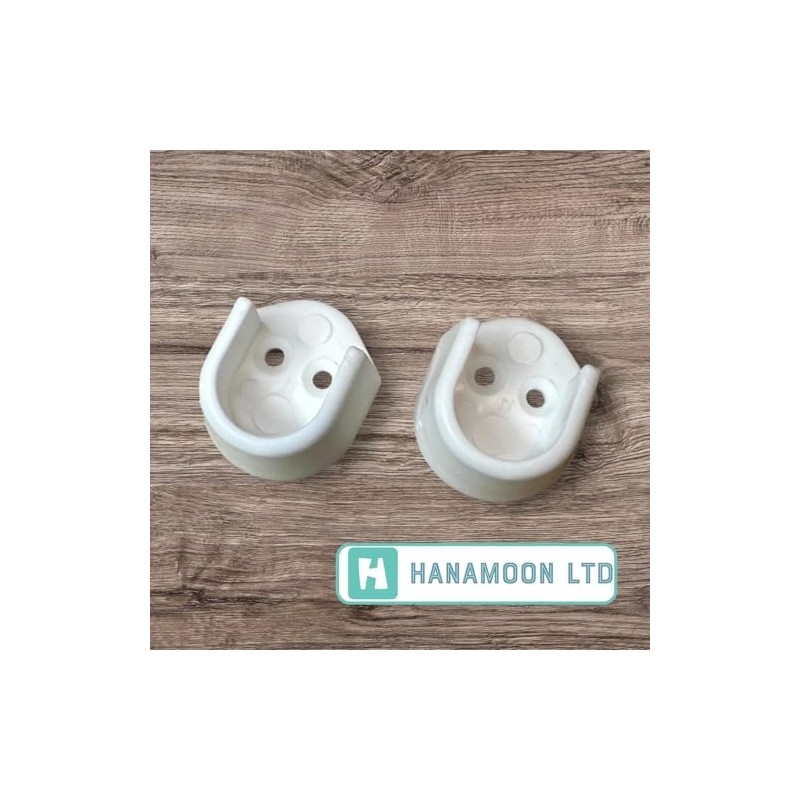 Pack of 2 White Rail End Supports for Oval Wardrobe
