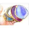 Jet International Set of 4 (four) Gold Plated Agate Slice