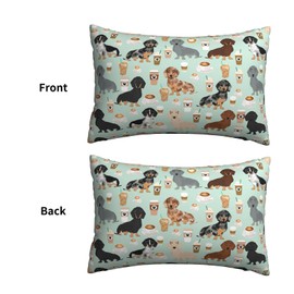 Cute Colored Coffee Dachshund Pillowcase for Hair and Skin, Queen Size (20x30 inches) Bed Home Decor Pillow Cover - Soft and Cozy Brushed Microfiber - Hidden Zipper Closure Print